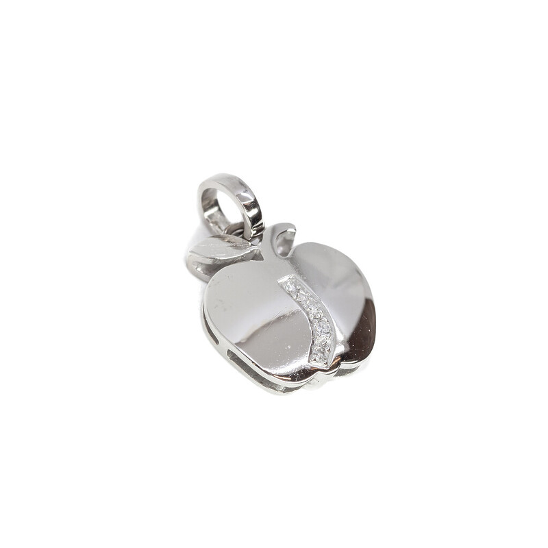 18ct White Gold Diamond Apple Charm Pendant #58947-7