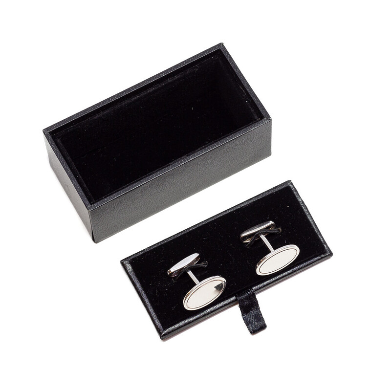 Bvlgari Bulgari Sterling Silver Oval Cufflinks in Box #60688