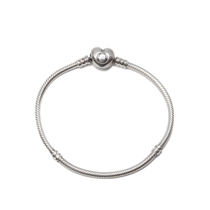 Pandora Sterling Silver Moments Heart Clasp Snake Chain Bracelet - 19cm RRP $89 #60632