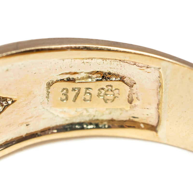 9ct Yellow Gold Egyptian Pharaoh Band Ring Size Q #61548