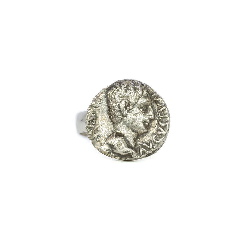 Sterling Silver Antique Style Greek Coin Ring Size N 1/2 #49552