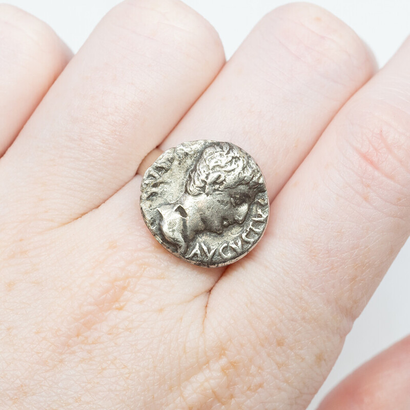 Sterling Silver Antique Style Greek Coin Ring Size N 1/2 #49552