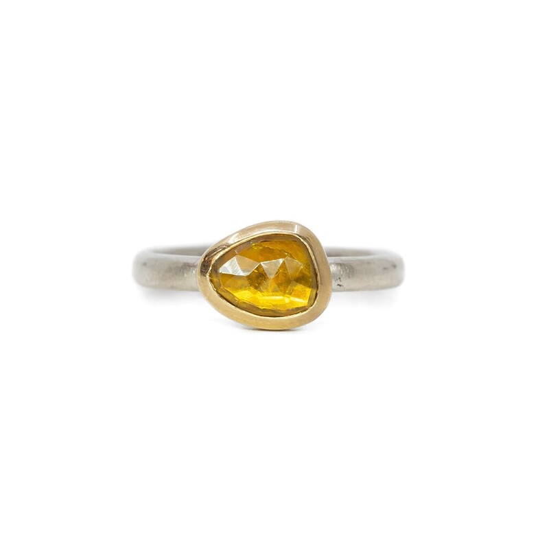 Sterling Silver Handmade Citrine Ring Made In England L #62648
