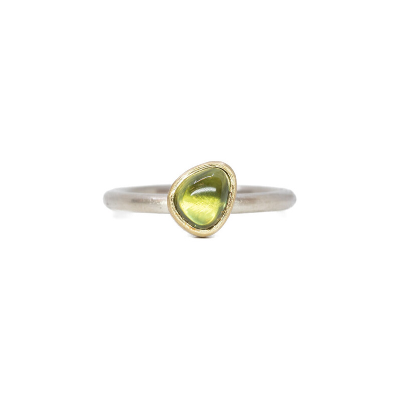 Sterling Silver Peridot Handmade Ring Size L 1/2 Made In England #62646