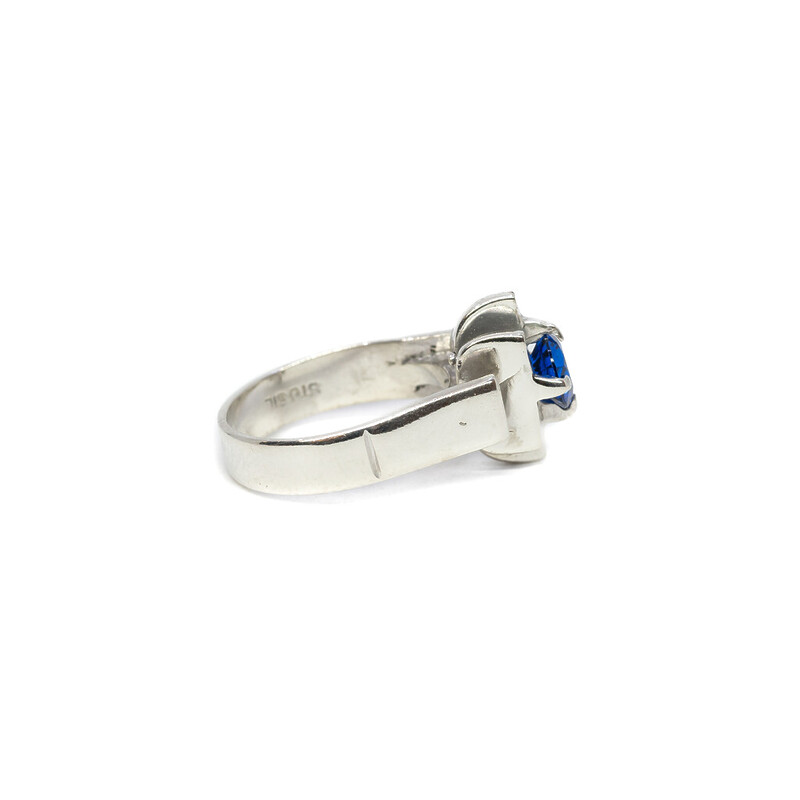 Vintage Sterling Silver Blue Stone Ring Size K #5993-1