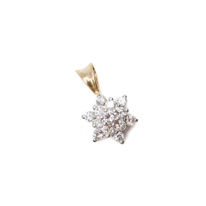 18ct Two Tone Gold Diamond Snowflake Pendant #2241