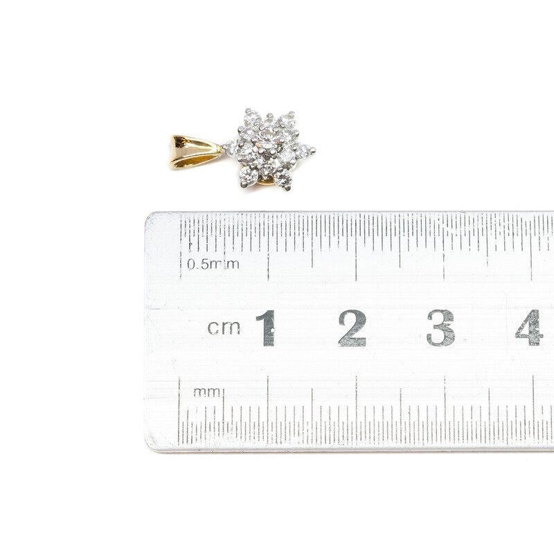 18ct Two Tone Gold Diamond Snowflake Pendant #2241