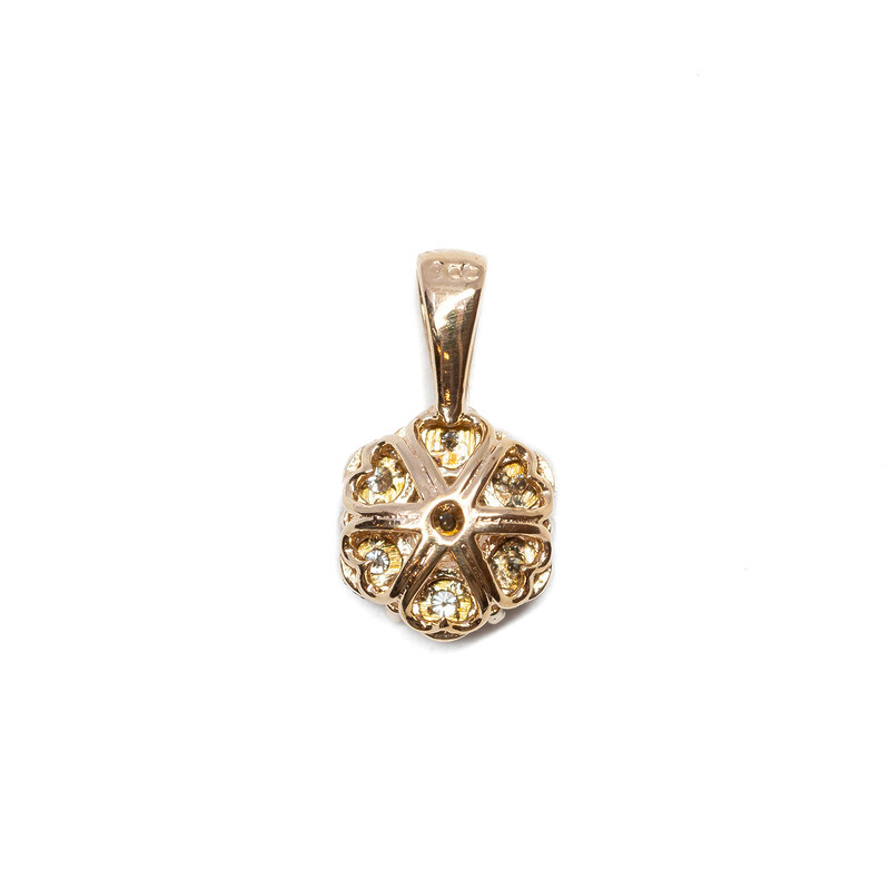 9ct Yellow Gold Diamond Cluster Flower Pendant #62275