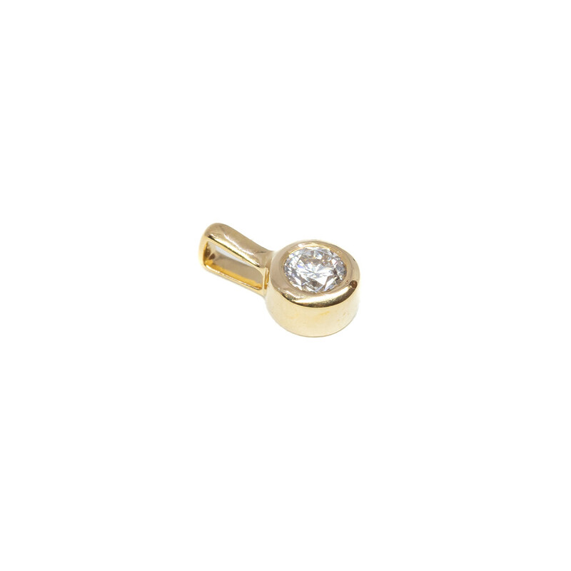 18ct Yellow Gold Round Brilliant Diamond Pendant #62276