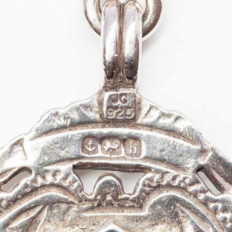 Antique Sterling Silver Shield & T-Bar Pendant C.1907 Birmingham England #59281-1