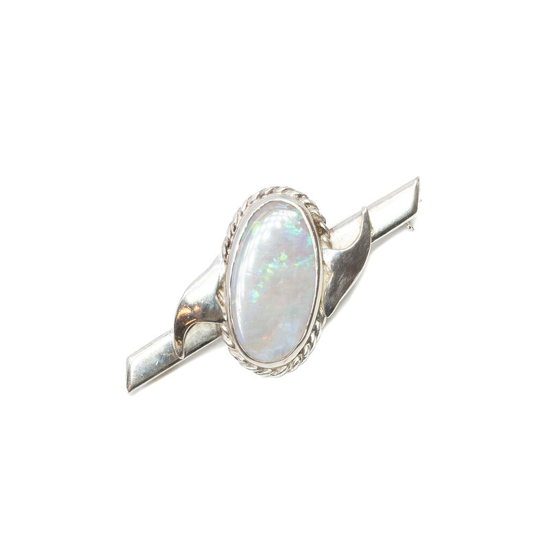 Vintage Sterling Silver Opal Brooch #5993-22