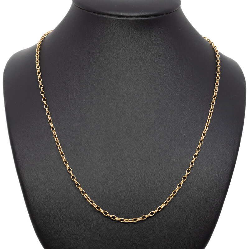 9ct Yellow Gold Oval Belcher Chain Necklace 45cm #62441