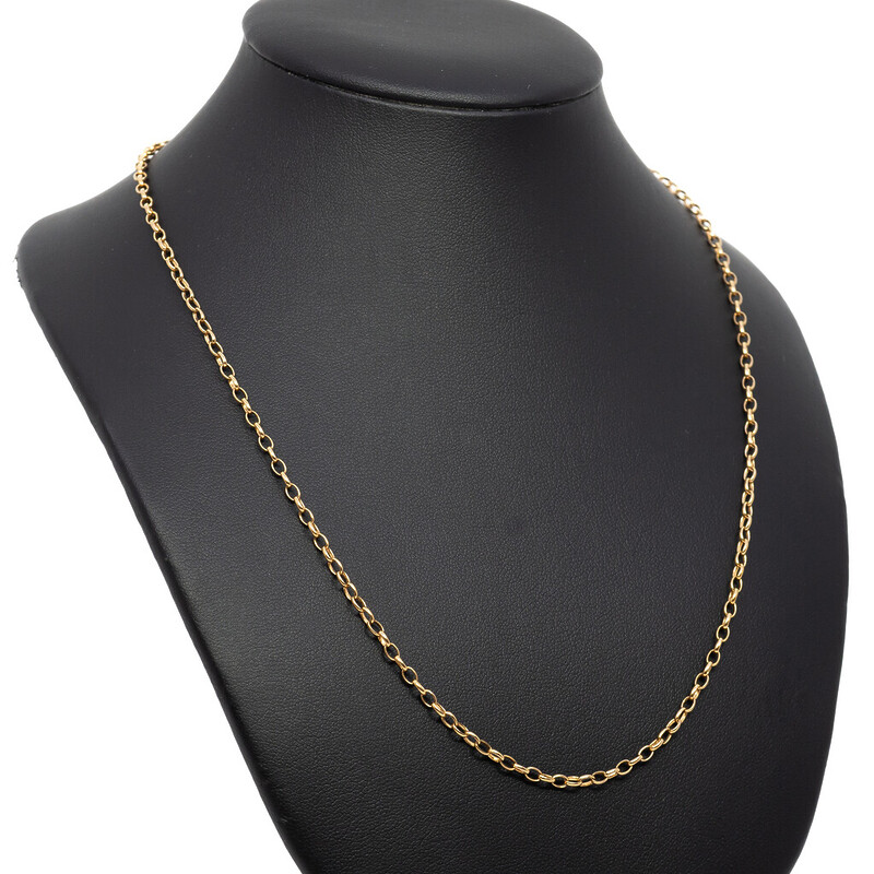 9ct Yellow Gold Oval Belcher Chain Necklace 45cm #62441