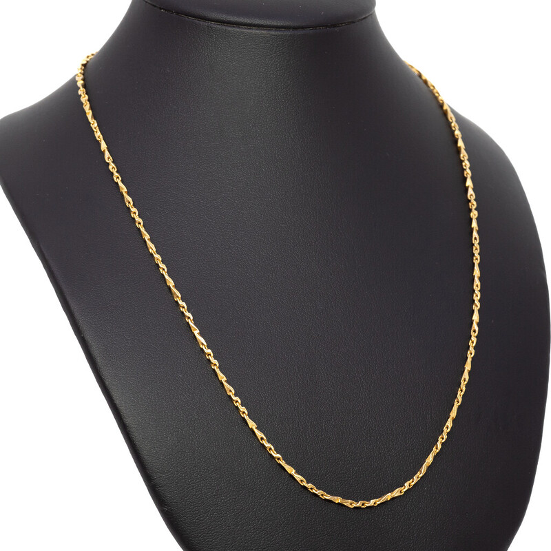 22ct Solid Yellow Gold Ornate Bar Chain Necklace 45cm #62273