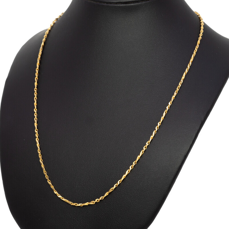 22ct Solid Yellow Gold Ornate Bar Chain Necklace 45cm #62273