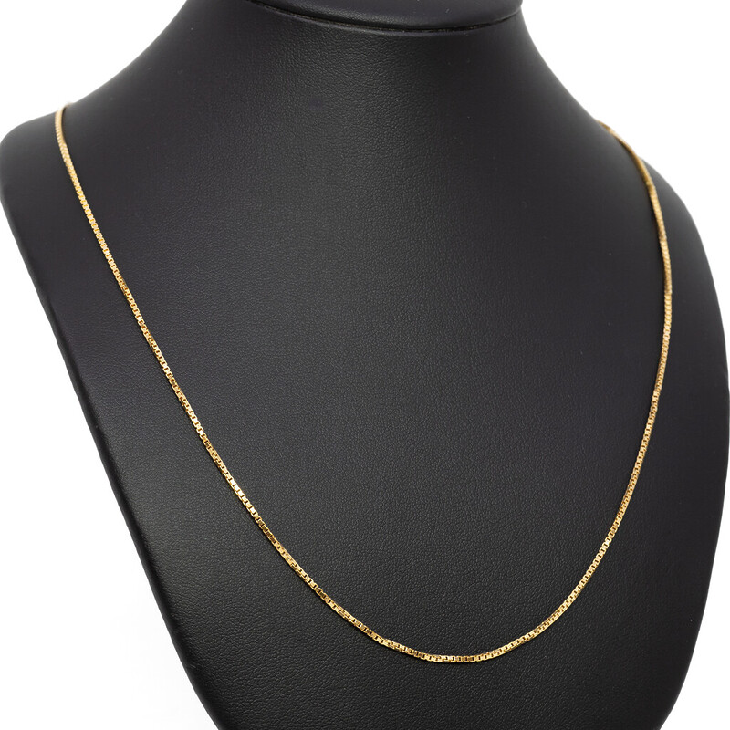18ct Yellow Gold Box Chain Necklace 49cm #62271