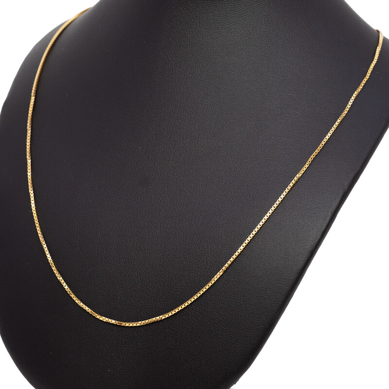 18ct Yellow Gold Box Chain Necklace 49cm #62271