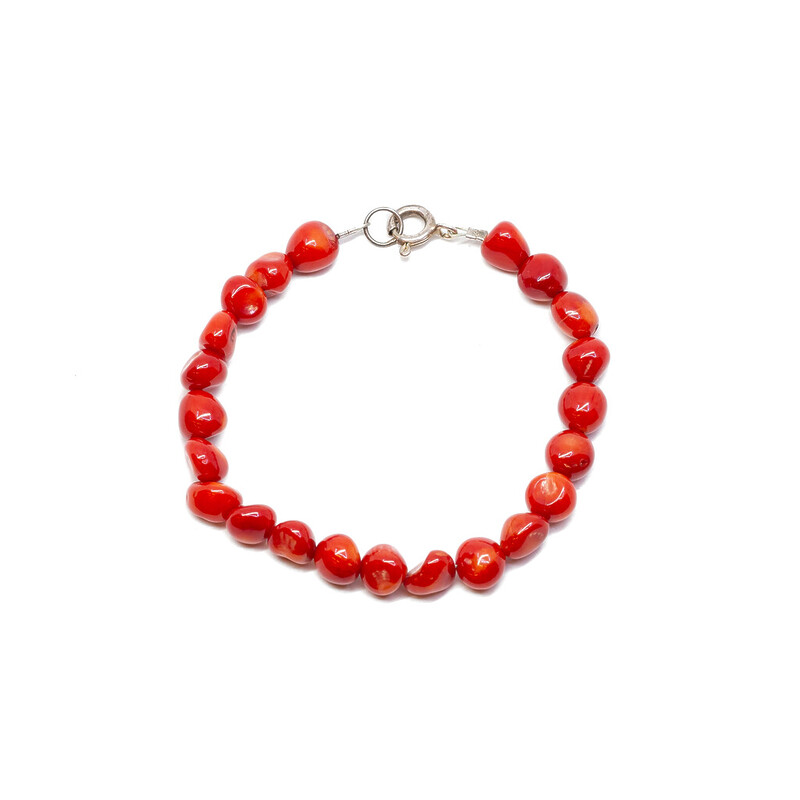 Red & White Coral Dual-Strand Necklace & Bracelet Set #5993-28