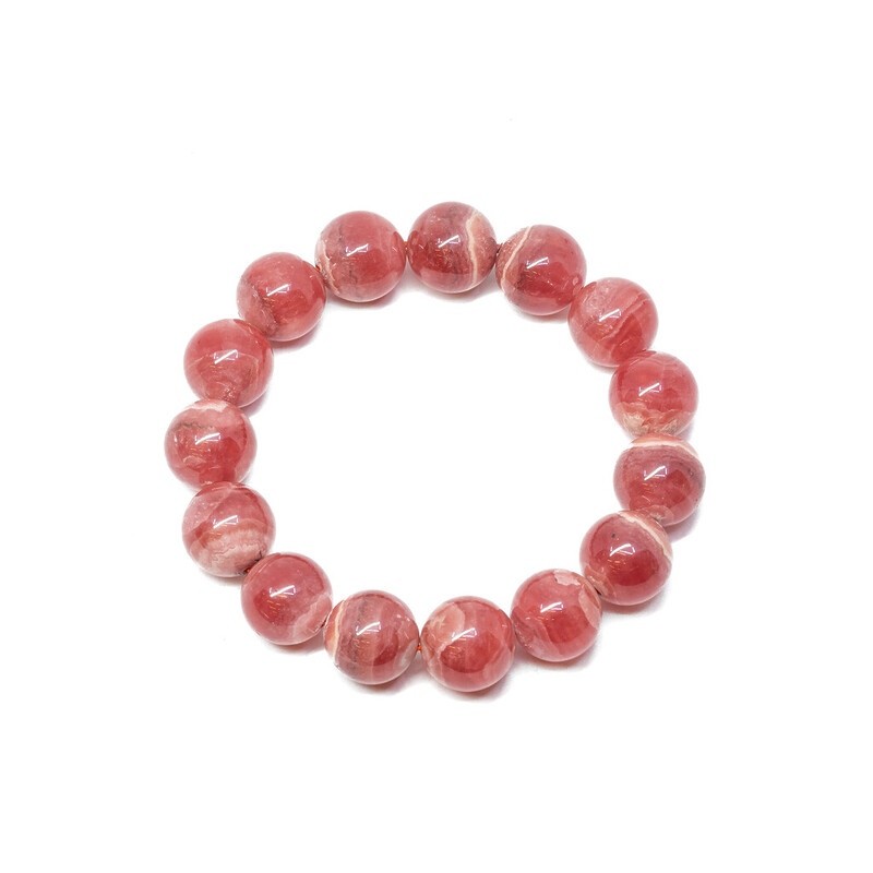 Red Rhodochrosite Bead Stretch Bracelet #5993-25