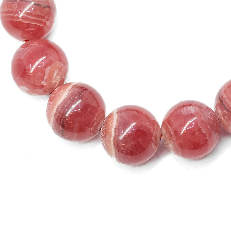 Red Rhodochrosite Bead Stretch Bracelet #5993-25
