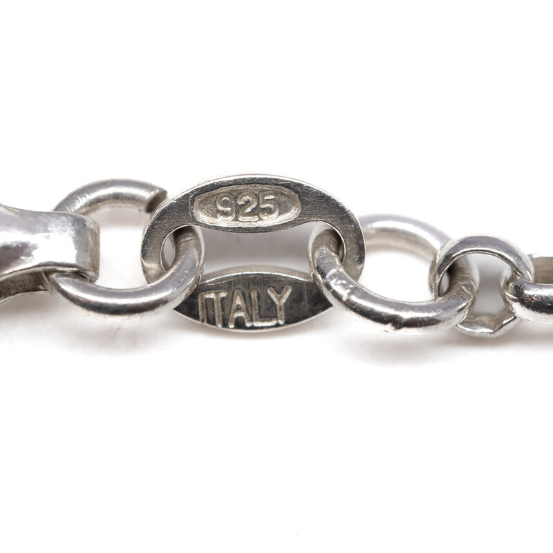 Sterling Silver Belcher Bracelet with Love Heart Charms 19cm #62678-8