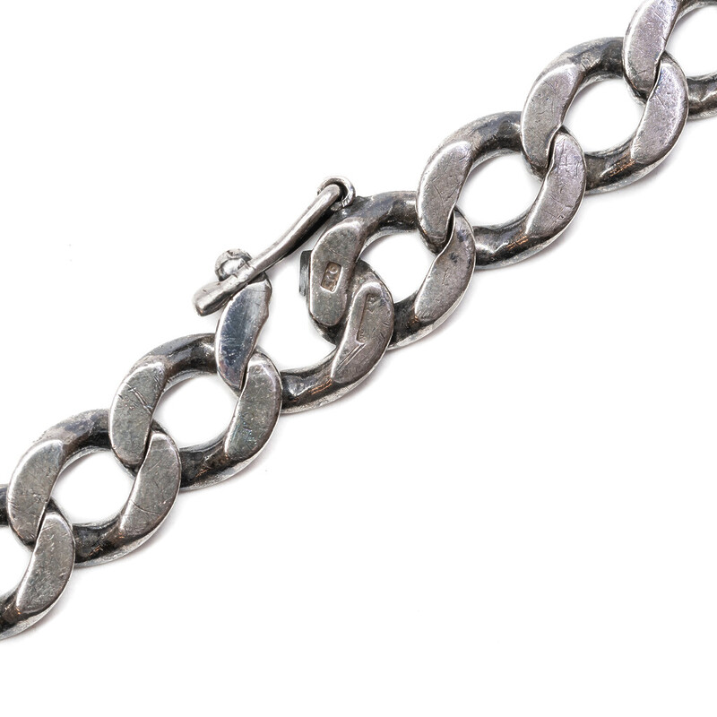 Sterling Silver Wide Curb Bracelet with Seamless Clasp 23cm #62667
