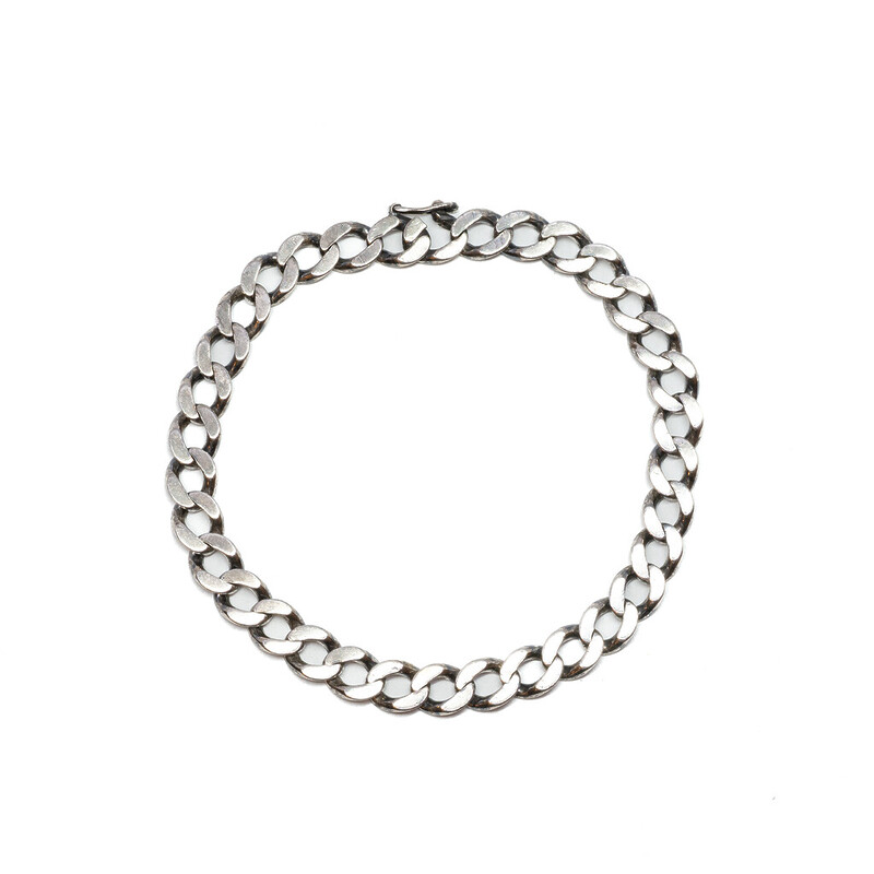 Sterling Silver Wide Curb Bracelet with Seamless Clasp 23cm #62667