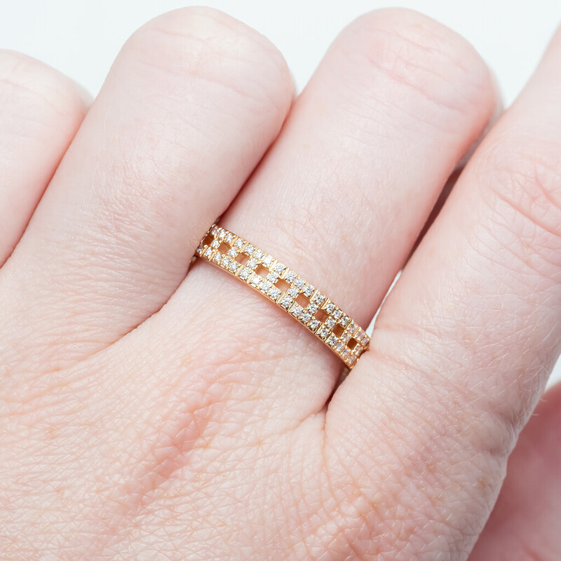 Tiffany & Co 18ct Rose Gold T True Narrow Diamond Ring Size V / 11 #62764