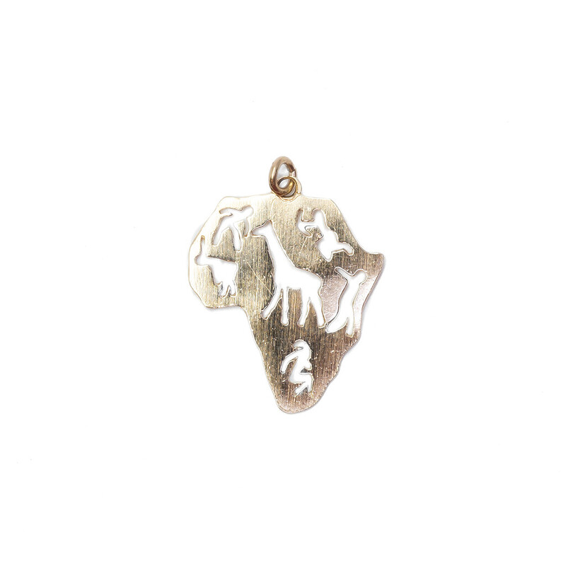 9ct Yellow Gold Africa Shaped Continent Charm / Pendant #4678-2