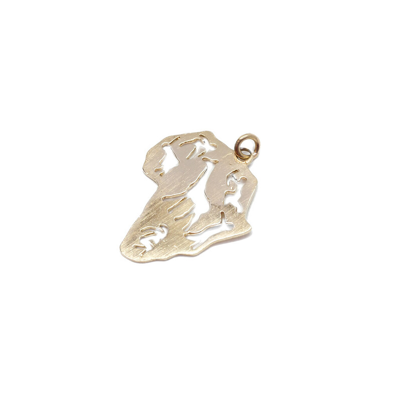 9ct Yellow Gold Africa Shaped Continent Charm / Pendant #4678-2