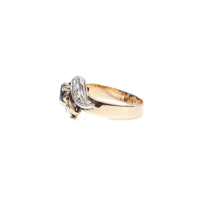 Vintage 18ct Pale Pink & White Gold Natural Sapphire & Diamond Ring Size K 1/2 #B04103