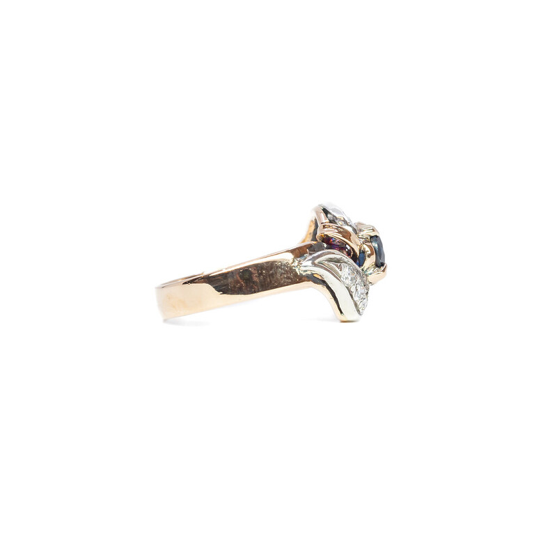 Vintage 18ct Pale Pink & White Gold Natural Sapphire & Diamond Ring Size K 1/2 #B04103