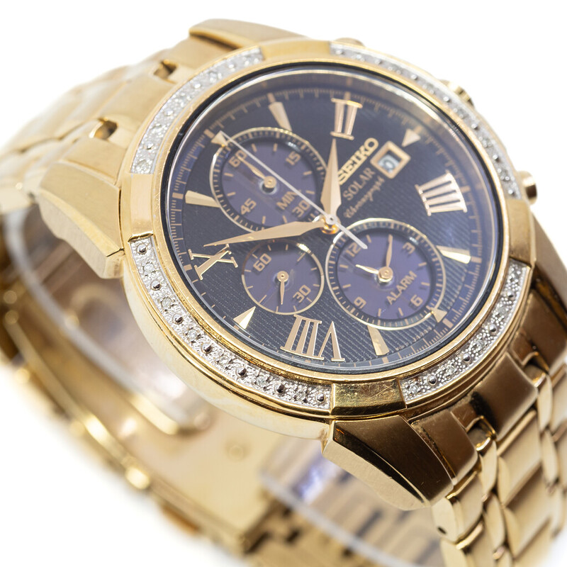 Seiko Le Grand Sport Diamond Solar Chronograph Watch V172-OAVO Watch #60024