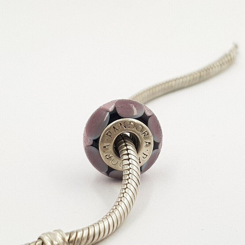 Pandora Sterling Silver Murano Glass Purple Charm #62806-12