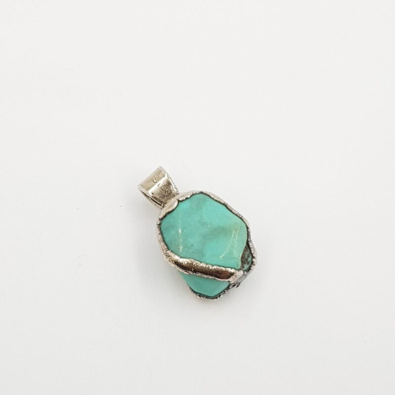Sterling Silver Rough Cut Turquoise Pendant #9635-26