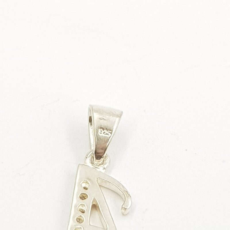 Sterling Silver Initial Letter A CZ Pendant #62808