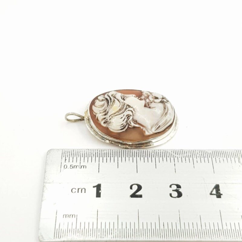 Antique Silver Cameo Portrait Pendant 900 #9635-2