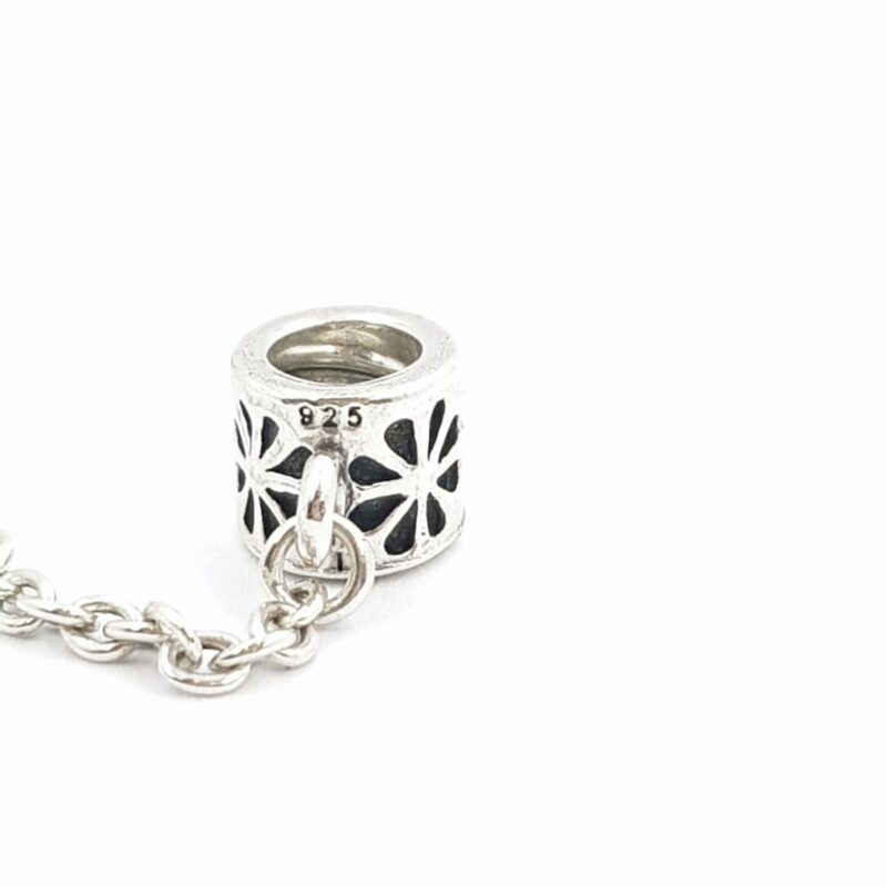 Pandora Sterling Silver Flower Safety Chain Charm #62804-1