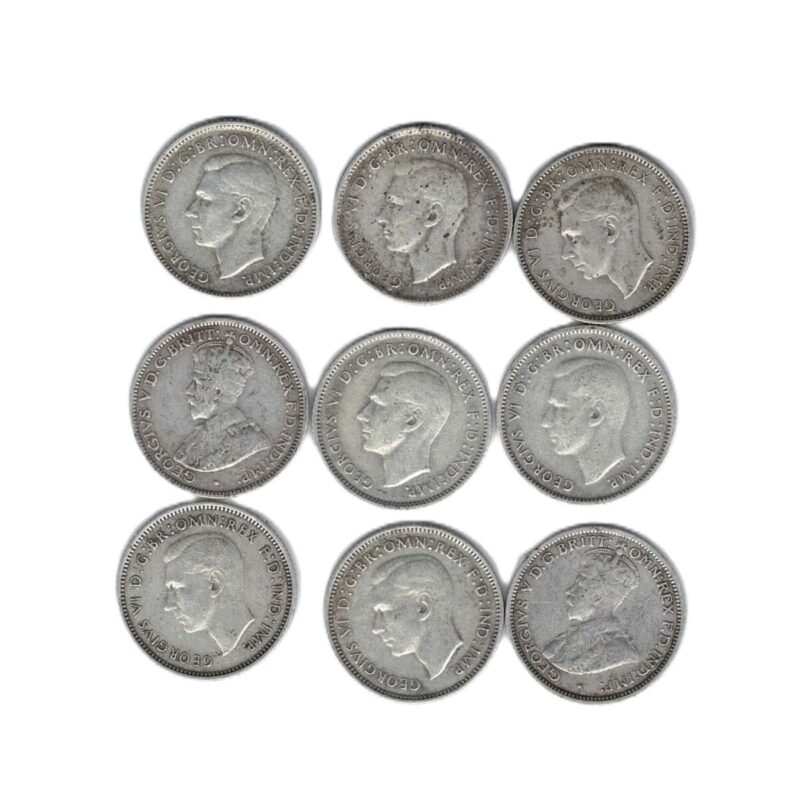 9 X Sterling Silver Australian Sixpence 6P 6D Coin Collection (1921-1942) #27572 - Image 3