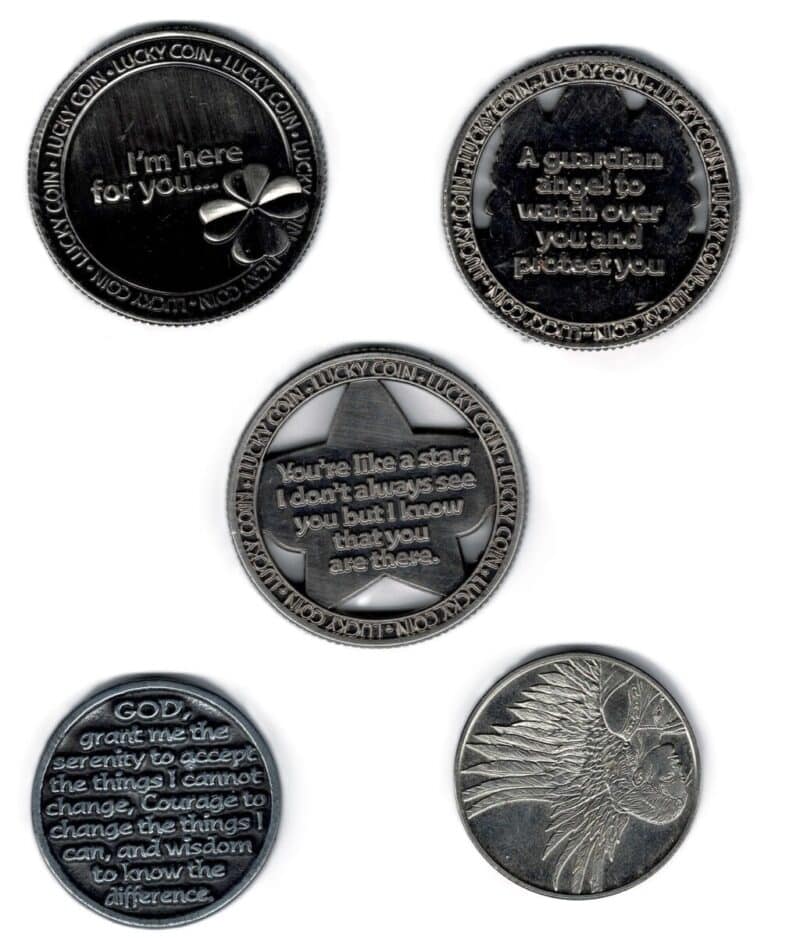 5 X Blessing Coins (guardian Angel / Friends Forever / Get Well Soon / Prayer / Protected by Angels) #41405