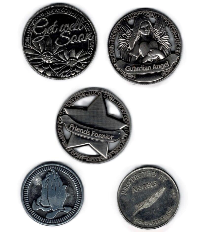 5 X Blessing Coins (guardian Angel / Friends Forever / Get Well Soon / Prayer / Protected by Angels) #41405