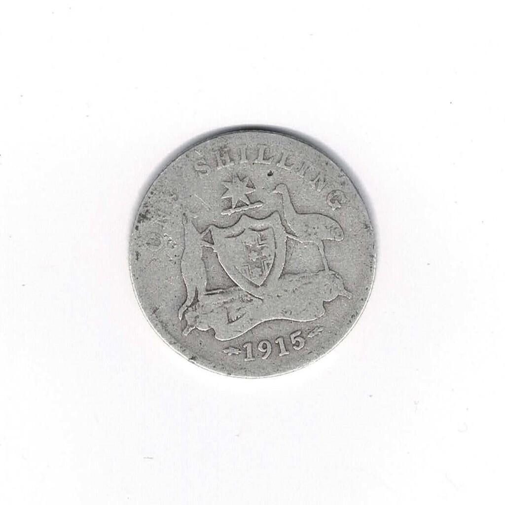 1915 Sterling Silver Shilling Australian Coin King George V KGV (KEY DATE) #60746-13
