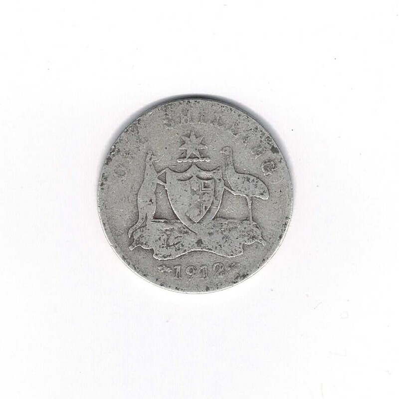 1912 Sterling Silver Shilling Australian Coin King George V KGV (KEY DATE) #60746-14