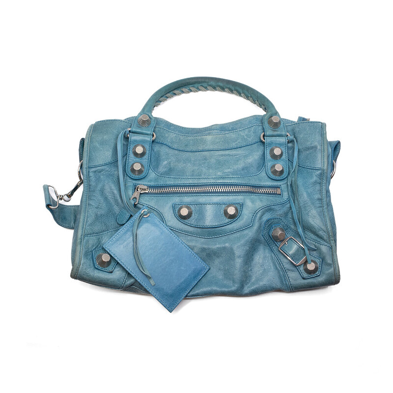 Balenciaga City Motorcycle Turquoise Leather Handbag #62762