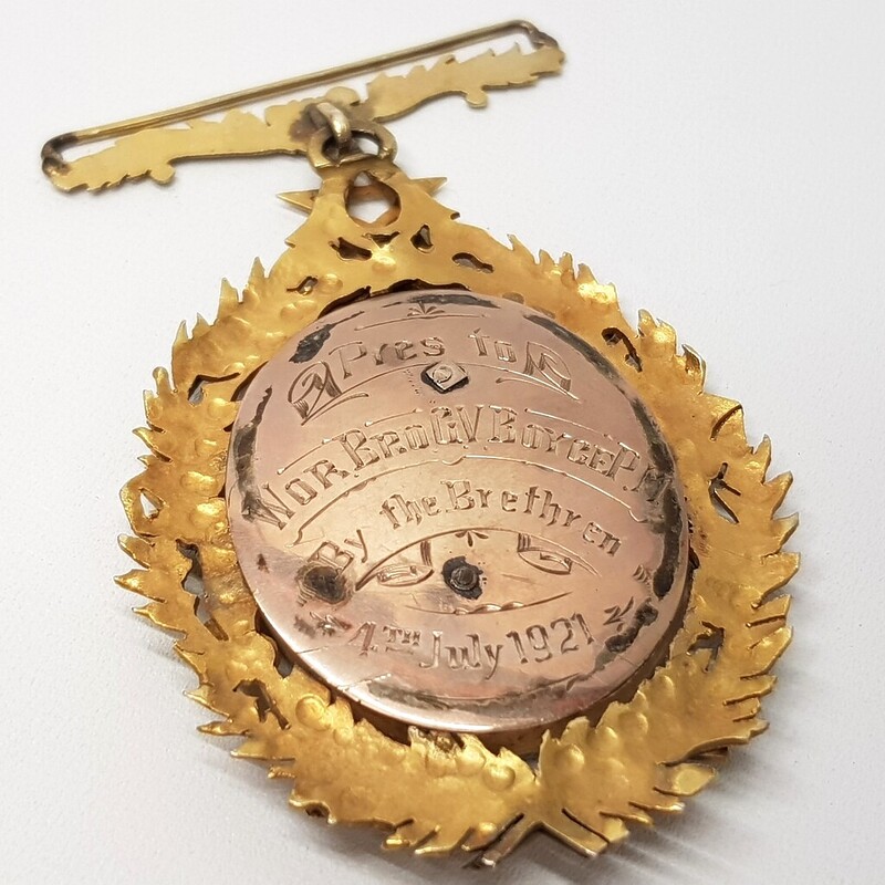 Antique Gold Masonic Medal C/1921 - Light Of The East Lodge Freemason #190250