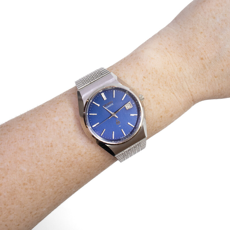 Seiko 0842-8070 Japan Quartz Blue Dial Watch 36mm #62934