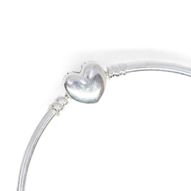 Pandora Sterling Silver Entwined Infinite Hearts Bangle 67mm #60634