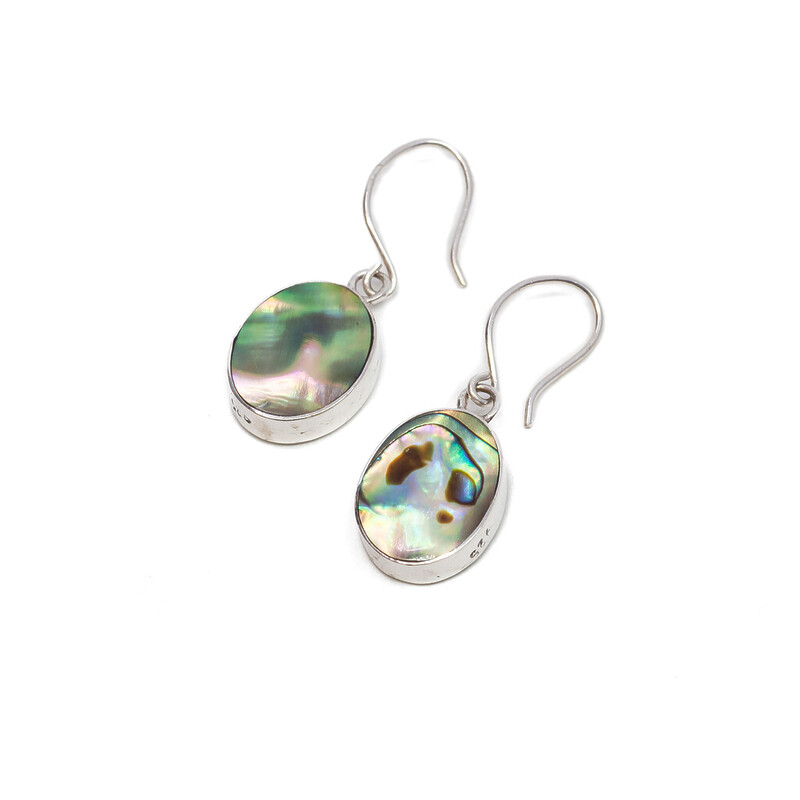 Sterling Silver Dangle Mother of Pearl Earrings #62678-3