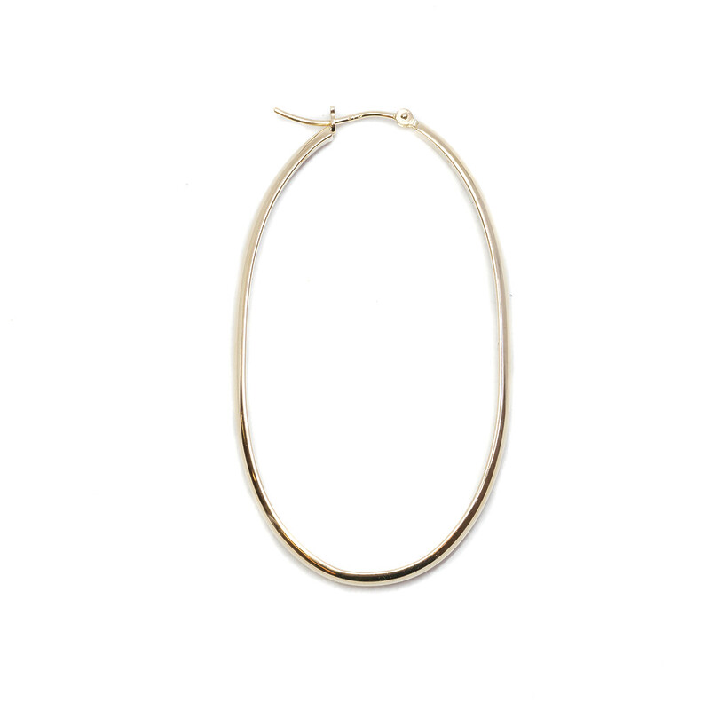 Single 9ct Yellow Gold Oval Large Hoop Earring #62641