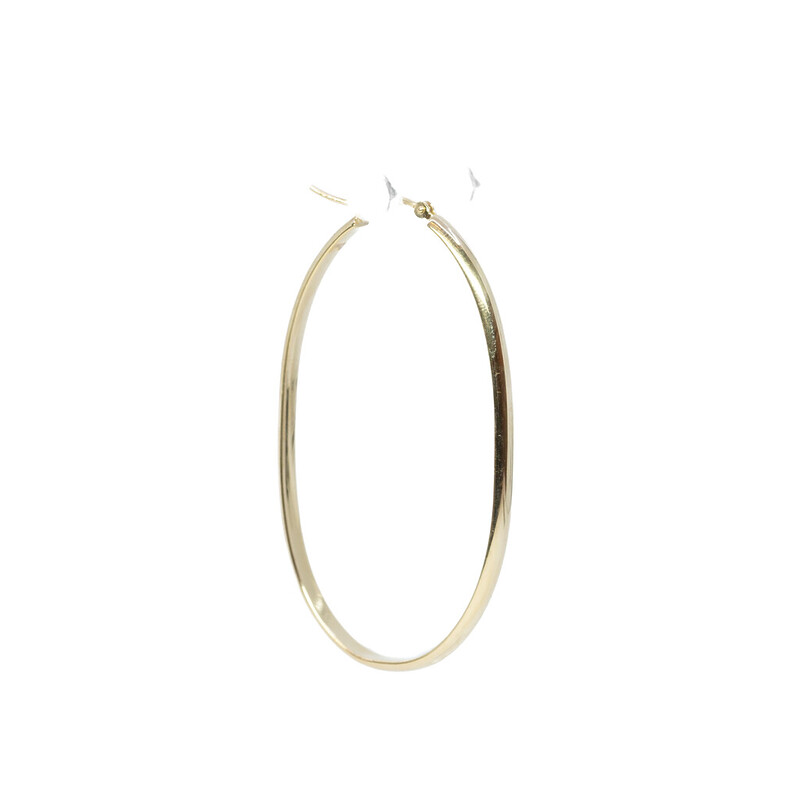 Single 9ct Yellow Gold Oval Large Hoop Earring #62641